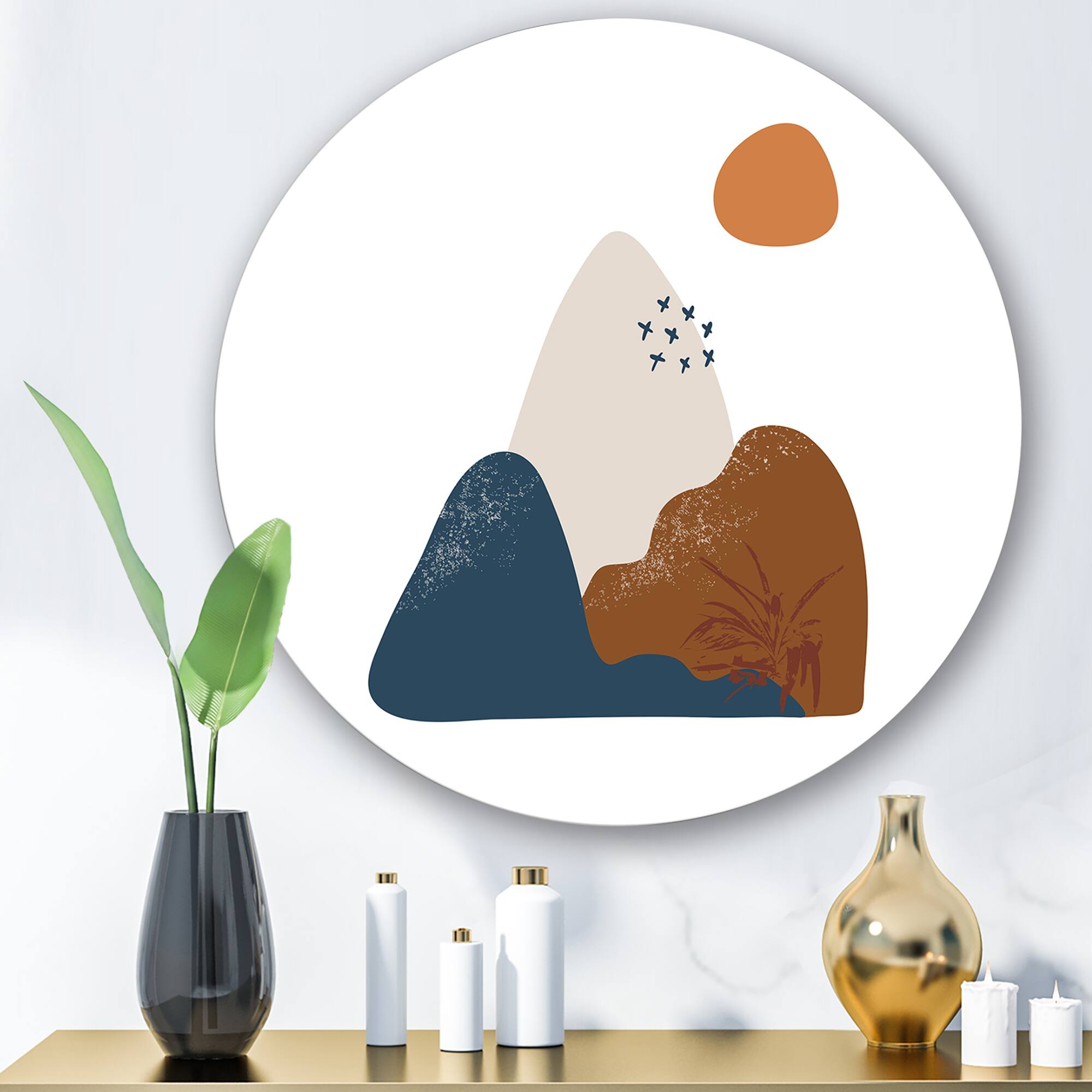 Designart - Abstract Flowers On Minimal Shapes VI